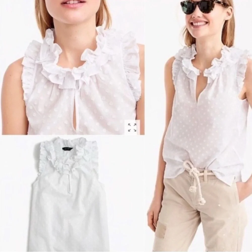 J. Crew‎ Black Sleeveless Ruffled Blouse